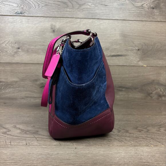 COACH Park Carrie Tote Handbag Purse Quilted Pink Maroon Navy G1393-F24693 - Picture 6 of 16